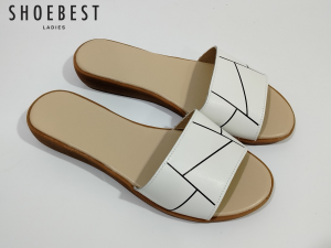 ShoeBest Womens " Natalie " 011 White Flat Sandals Slip-on Ladies Fashion Comfortable Casual Wear