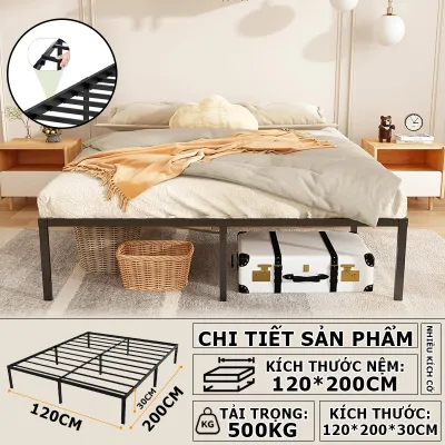 1-1.8m Giường Sắt Tải trọng 600kg Với Thanh Đỡ Bằng Thép metal platform bed frame Giường khung thép nặng khung