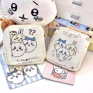 Kawaii Cartoon Chiikawa Hachiware Usagi Menstrual Bag Cute Girly Purse Portable High Capacity Sanitary Napkin Storage Bag