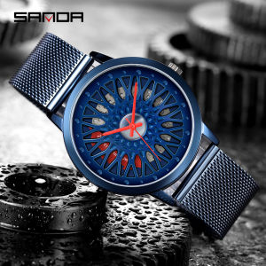 SANDA Top Luxury Brand Mens Fashion Quartz Watches Simple Men Ultra Thin Stainless Steel Mesh Belt Waterproof Business Watch