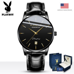 PLAYBOY watch for men waterproof automatic  import mechanical movement multifunctional  With Luminous Dial Hands box leather strap