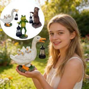 EDHO5 Solar Powered Solar Frog Lantern LED Light Waterproof Resin Waterproof Resin Frog Sculpture Lantern Animal Figurine Solar Garden Statue Lawn