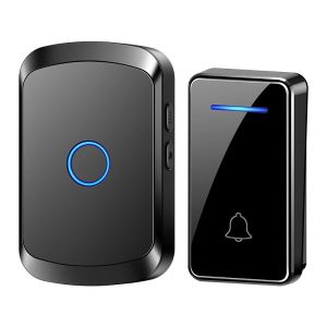 CACAZI Welcome Home Self-Powered Wireless Doorbell Waterproof 150M Remote No Call Ring 1 Button 1 Receiver US EU