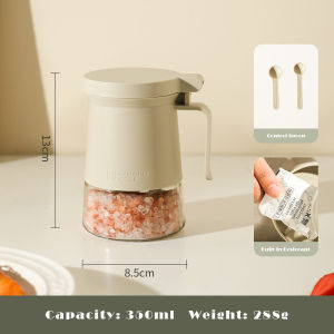 Vision ช้อนมีในตัวโถเครื่องเทศปรุงรสสามารถปิดผนึกฝาพับอัตโนมัติ500มล. เครื่องจ่ายน้ำมันครัวขวดน้ำตาลเกลือพริกไทยแบบบูรณาการ MSG หม้อปรุงรสสวนในขวดแก้วแรงโน้มถ่วงน้ำส้มสายชูน้ำมันอัตโนมัติซอสถั่วเหลืองกันรั่ว