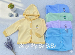 ÁO KHOÁC CÓ NÓN Cho Bé Sơ Sinh Chất Cotton có nhiều MÀU vải mềm mặc không bị hầm bí
