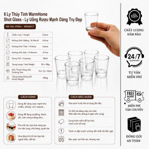 Bộ 12 Ly Espresso Thủy Tinh Mini 80ml WH6019 Trong Suốt Cho Gia Đình Và Quán Cà Phê