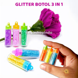 TAIYO Glitter Botol 3IN1 RANDOM Serbuk Warna Slime Nail Art Clay Serbaguna Bottle Kecil Mainan Anak