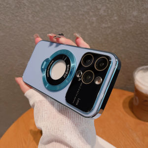 Luxury Lens Protect Plating Clear Glass Case for iPhone 15 14 13 12 Pro Max Cases For Magsafe Wireless Charging Soft Silicone Cover For iphone15Pro Max 14Pro Max 13Pro Max 12Pro Max Cases With Ring Holder Stand For iphone14Pro Max Cases