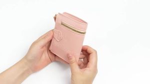 Hot Selling Solid Color Womens Wallet with Buckle and Zipper Short Card Holder Wallet for Women [ Free Shipping ]
