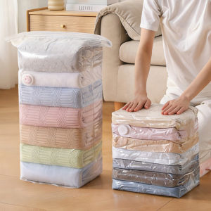 2PCS Large Vacuum Storage Bags Pump Free Clothes Blanket Quilt Coat Space Saver Compression Home Closet Travel Moving Organizer2026
