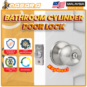 Nasara Cylinder Door Lock Set Cylindrical Knob Lock Keyless For Bathroom Door Use / Tombol Pintu Tandas / 圆形门锁