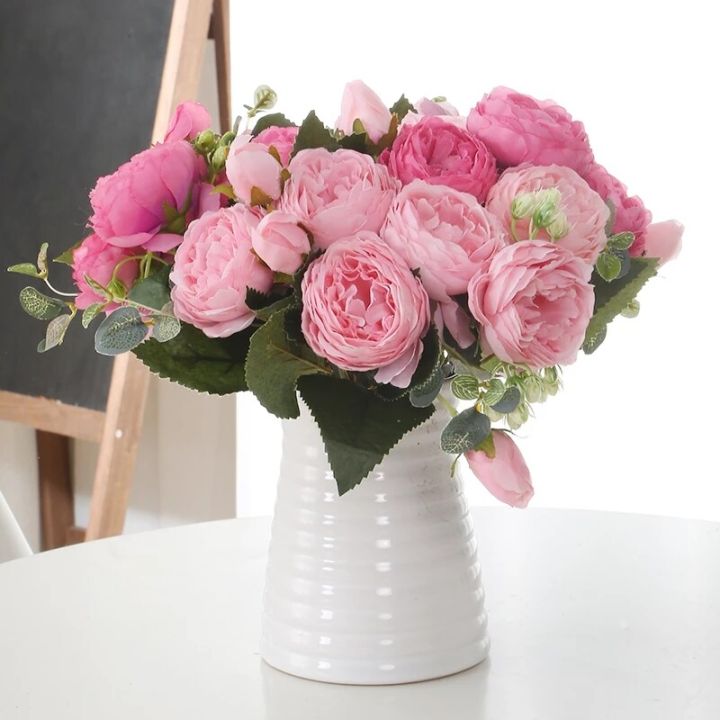 [SG SELLER]1 Bouquet 9 heads Artificial Peony Tea Rose Flowers Camellia ...