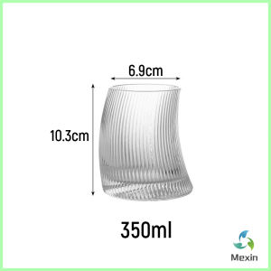 Mexin แก้วค็อกเทล ปลายโค้งกระจกคุณภาพดีดีไซค์เก๋ แก้วน้ำผลไม้ แก้วแก้วลายทาง 350ml 500ml Glass cup