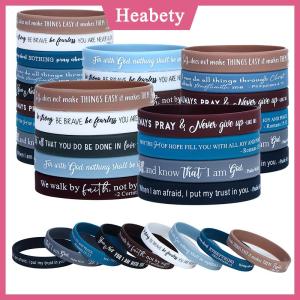 Heabety  36 pcs Tôn Giáo Silicone dây đeo cổ tay số lượng lớn bible Vòng đeo tay cao su đầy cảm hứng đầy màu sắc  Silicone dây đeo cổ tay