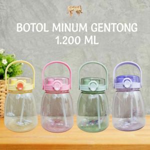 Botol Minum GENTONG 1200 ml Sedotan Pegangan Tumbler Plastik Souvenir