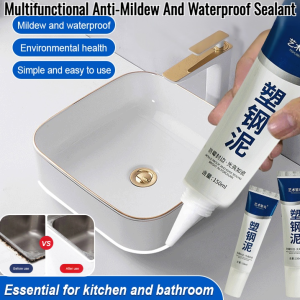 Plastic Steel Waterproof Sealant for Kitchen Bathroom Anti-Mold White Caulk for Sink Toilet Bathtub Gap Filling Strong Adhesion Waterproofing Putty
