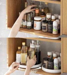 Home Signature Multifunctional Kitchen Storage Rack Rotatable Kitchen Organizer Fruit/Bathroom Storage Tray