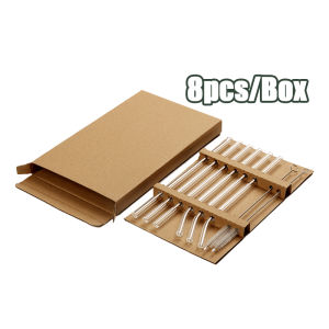 8pcs Clear Glass Straws With Cleaning Brush For Smoothies Milkshakes Juice Tea Reusable Long Drink