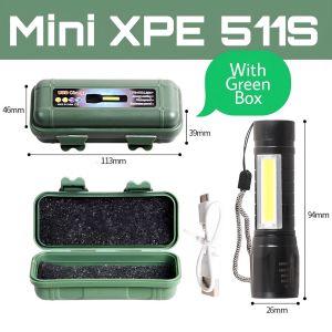 Senter Police Mini Zoom XPE 511S COB Led Zoom Super Terang Swat Police Light Recharge AN