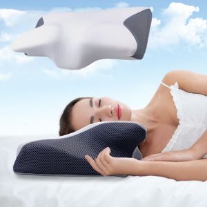 MECOME 2 ใน 1 หมอนเมมโมรี่โฟม รูปทรงผีเสื้อ ออกแบบตามหลักสรีรศาสตร์ หมอนรองคอ ใหม่ รองรับคอ หมอนออร์โธพีดิกส์ สำหรับบรรเทาอาการปวดคอ