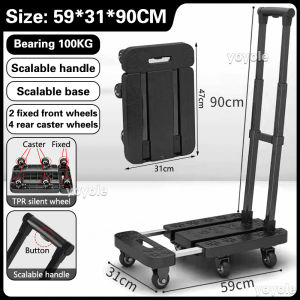 Foldable Trolley Rack Heavy Duty Shopping Cart With Wheels Folding Platform Trolley