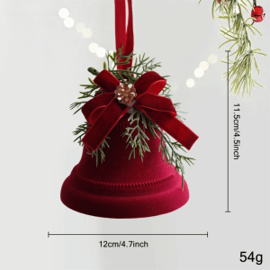 YIYIUR Plastic Christmas Ornament Wine Red Color Bell Decor Bow Pendant Festive Vibe Bow Knot Design Xmas Bell Xmas Tree Decor