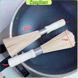 C.N. Bamboo Wok Brush Cleaning Brush Wooden Handle for Cleaning Dishes Cast Iron Pots Pans