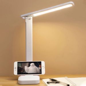 MIAOKA Led Desk Lamp 3 Color Stepless Dimmable Touch Foldable Table Lamp Bedside Reading Work Study Eye Protection Night Light DC5V USB Rechargeable