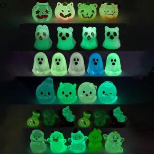 GY🌠🌠🌠 10-12pcs Luminous Halloween Pumpkin Ghost Ornaments Micro Landscape Resin Ghost Figures Statue Desktop Decoration Party Gifts
