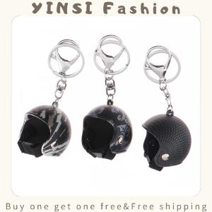 YINSI Creative Helmets Keychain Fashion Safe Helmets Keyring Car Key Holder Bag Pendant Decor For Motorcycle Club Fans Gifts