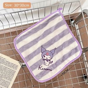 Sanrio Kuromi Towel Cute Cartoon Cinnamoroll My Melody Girl&Child Kawaii Stripe Wash Face Hands Washcloth Gifts