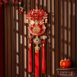 JUTBONG Chinese Style Chinese  Year Decoration Lucky Charm With Tassel Spring Festival Ornament  Door Pendant Housewarming
