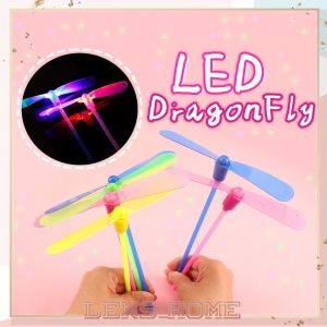 (1 PCS) LED Bamboo Dragonfly Creative Flying Stick Toys Flying Spinning Toys For Kids Flash Light Hand Rub Classic Toy