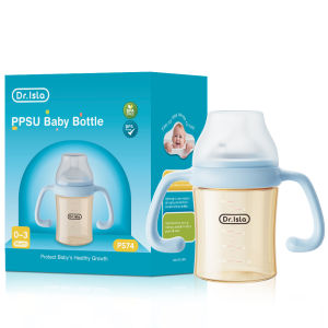 Dr.isla ขวดนมทารก PPSU ปากกว้าง จุกนมเลียนแบบเต้านมแม่ ปราศจาก BPA และ BPS ขนาด 160ml/240ml/330ml ทนความร้อนสูง สามารถฆ่าเชื้อได้ เข้ากับจุกนมหลายแบบ มีสเกลวัดอุณหภูมิเปลี่ยนสี PS74
