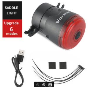 WEST BIKING Bicycle Rear Light Smart Brake Sensing Auto Start/Stop Flashlight Waterproof LED USB Rechargeable Bike Saddle Seatpost Taillight