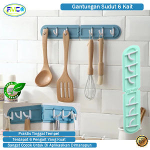 Hanger Gantungan Baju Sudut 6 Kait Hook Tempel Dingding Siku Lipat Ruangan Portable