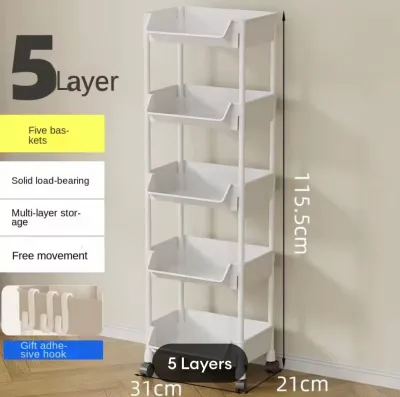 Trolley Bookshelf Kitchen Storage Rack Kitchen Corner Narrow Slit Storage Cabinet Home Organizer#XTC02