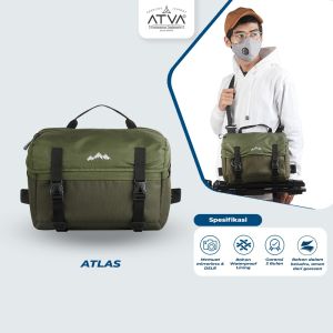 Tas Kamera Atva Bags Atlas Series Olive Brown DSLR Mirrorless Semi Pro Sling Bag Selempang Waistbag Pria Kokoh Waterproff Bonus Rain Cover Bag Pelindung Tas
