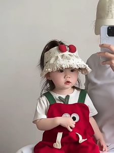 Aoduoyaya Kids Cute Wide-brim Summer Sun Hat Sweet Princess Design Sun Protection Hat Sun Visor for Girls