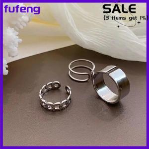 fufeng 3Pcs 4Pcs Hip Hop Punk Open Adjustable Rings Set Womens Ring Butterfly Metal Finger Ring