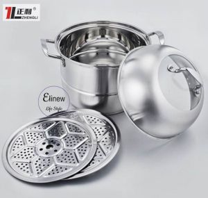 Elinew - Stainless Steel Food Steamer Cooking Pot / 3 Layer Steamer Pot / Soup Pots / 34cm Steamer Pot