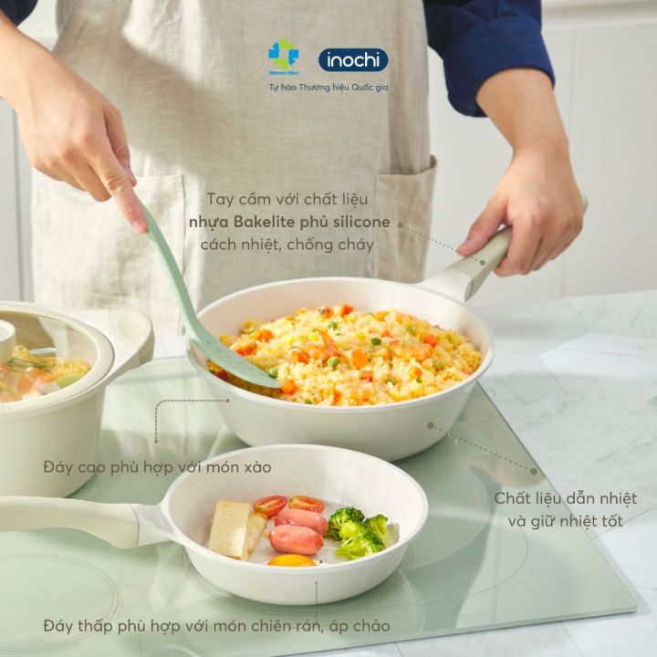 Nồi Chảo vân đá Omi Simple. Sử dụng được cho mọi loại bếp. Nhôm đúc ...