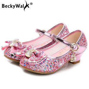 Công chúa Cô gái Bữa tiệc Giày trẻ em Dép đầy màu sắc Sequins Giày cao gót Giày cô gái Dép nhìn trộm Ngón chân Mùa hè Giày trẻ em CSH8132026