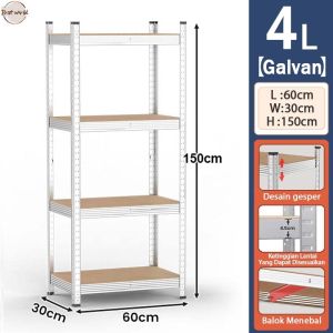 Rak Besi Siku Galvanis 5 Susun 120 x 50 x 180 cm – Rak Penyimpanan Serbaguna untuk Gudang Barang dan Rumah