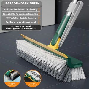 4in1 Floor Cleaning Brush Long Handle with Scrub V-shaped Adjustable Washing Windows Crevice Floor Scrub Brush for Bathroom Kitchen