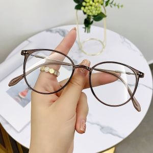 Anti Blue Light Glasses Korean Style Optical Glasses Cold Brown Retro Fashion Photochromic Anti Radiation Eyeglasses For Women Men
