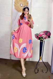 Daster Chibi Lukis LD 110 CM Motif Terbaru Daster Busui Resleting depan