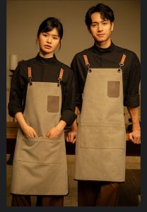 Apron Thickening Work Skirt Workwear Milk Tea Shop Catering Soft Touch Canvas Waterproof Double Straps