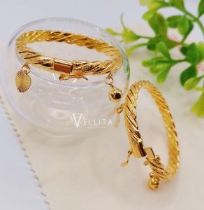 [VJ]Bangle "Twist" Kids D:45mmx45mm 999.9 Bangkok Gold Plated Bangles <Gelang Tangan Budak>