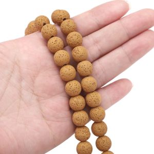 4-10มม. 38-90ชิ้น /Str ลูกปัดหินภูเขาไฟสีธรรมชาติสำหรับทำเครื่องประดับสร้อยคอ DIY สร้อยข้อมือ